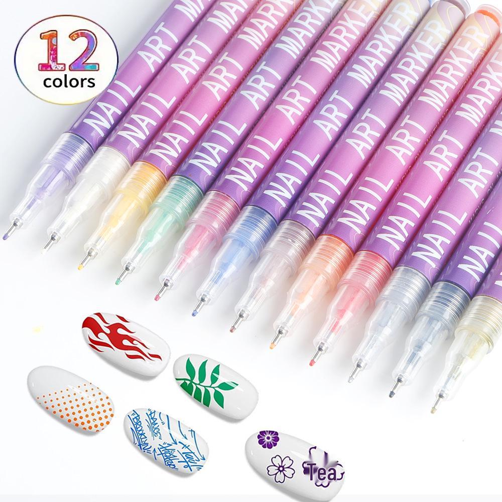 Shein Cross-Border Hot Sale Nail Art Pen Set - DIY Color Painting & Graffiti Highlighter Acrylic Marker for Outlining