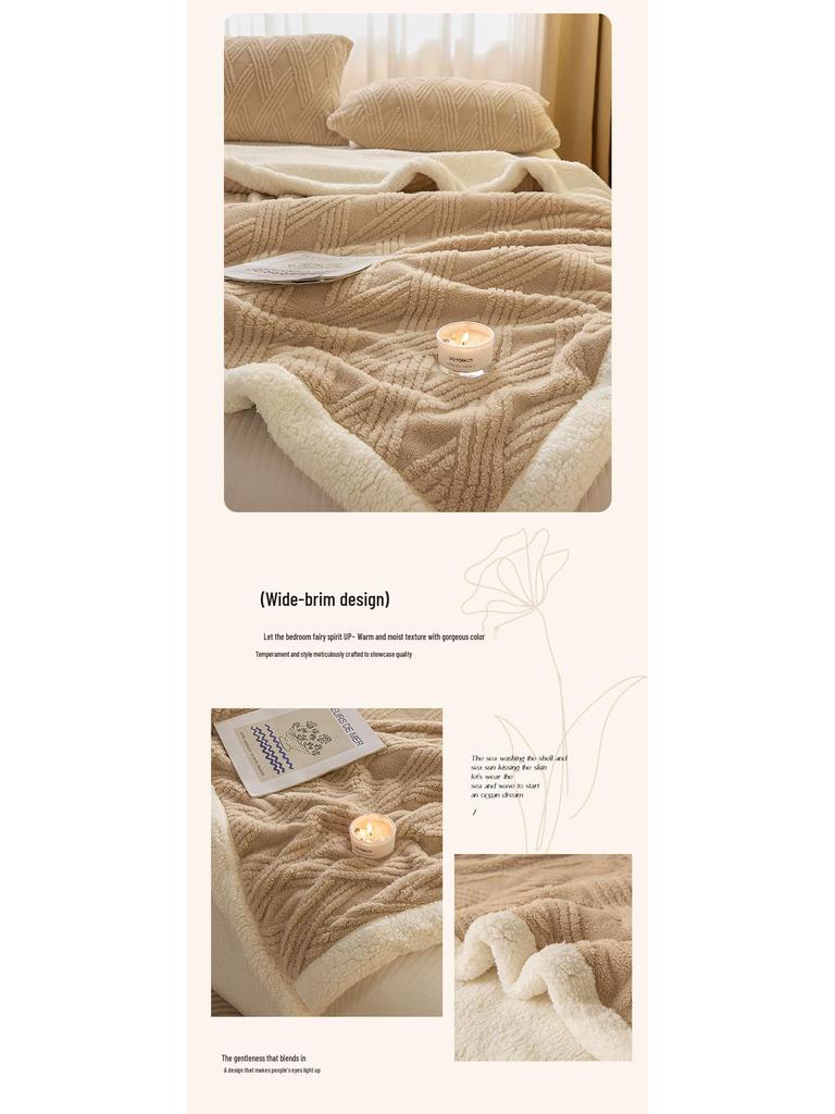 Gemütliche doppellagige Flanell- und Lammwoll-Decke für den Winter - Ideal für Sofa, Nickerchen oder Klimaanlagen-Nutzung