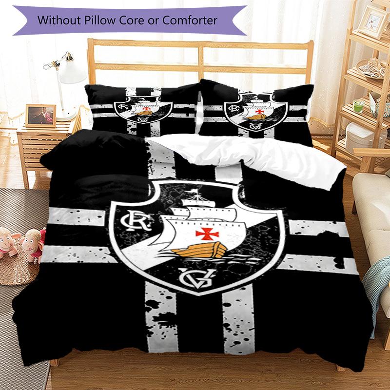Vasco Football Club Printed Pattern Duvet Cover Set – Includes 1 Duvet Cover and 2 Matching Pillowcases Bedroom Decor Christmas Gifts