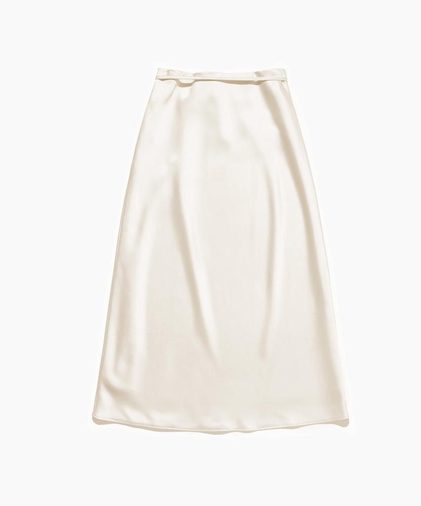 TTUDEMENT Satin Long Skirt Cream