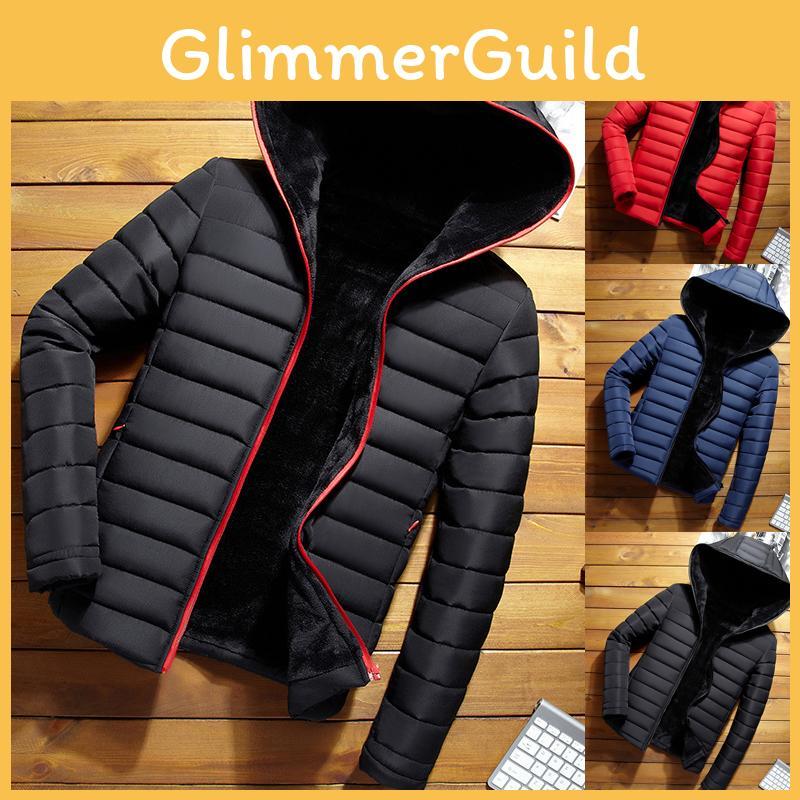 Stylish Men's Hooded Padded Coat Jacket For Winter With Warm Bubble Design