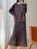 2025 Winter One-Shoulder Wool Sweater: Women's Loose Hollow Crochet Top & Gentle Style Two-Piece Set