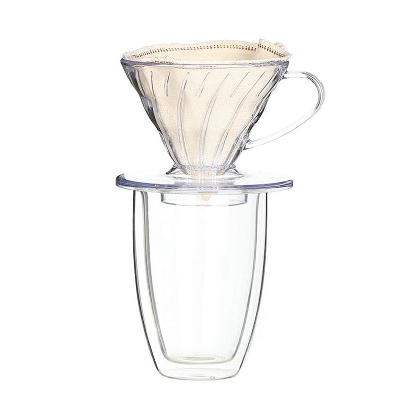 AB66-Plastic Spiral Funnel Coffee Filter Cup V Shaped 60 Coffee Dripper Hand Filter Coffee Hand Drip 01/02