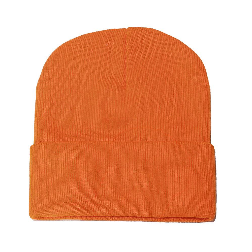High Quality Solid Color Acrylic Wool Hat Outdoor Warm Cold Hat Monochrome Knitted Hat Pullover Hat for Men and Women