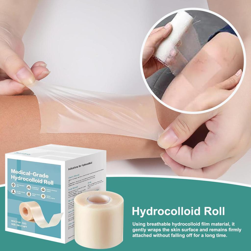 Hydrocolloid Bandage Roll 16.4ft For Wound Care Hydrocolloid Patch Bandages Waterproof Self-Adhesive For Face Body Burn Wound