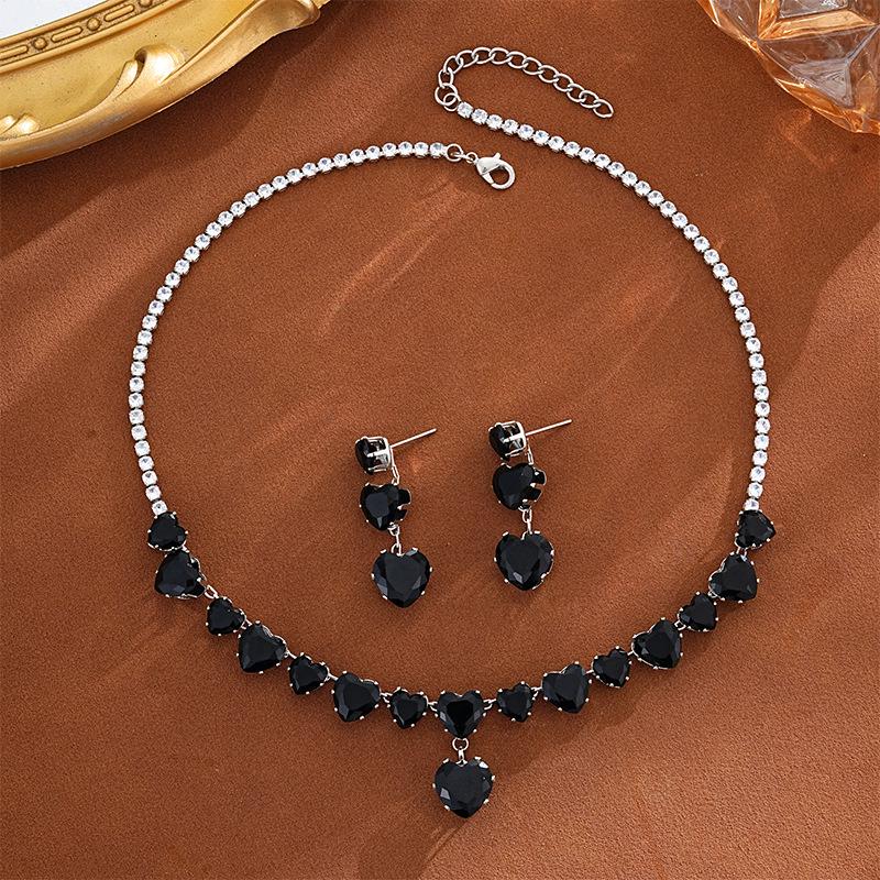 Elegant Zirconia Water Drop Necklace & Earring Set - Versatile Luxury for Brides and Evening Wear