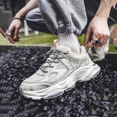Men's Shoes 2025 New Summer Breathable Trend Casual Sports Shoes Men's Versatile Mesh Running Height Increasing Dad Shoes
