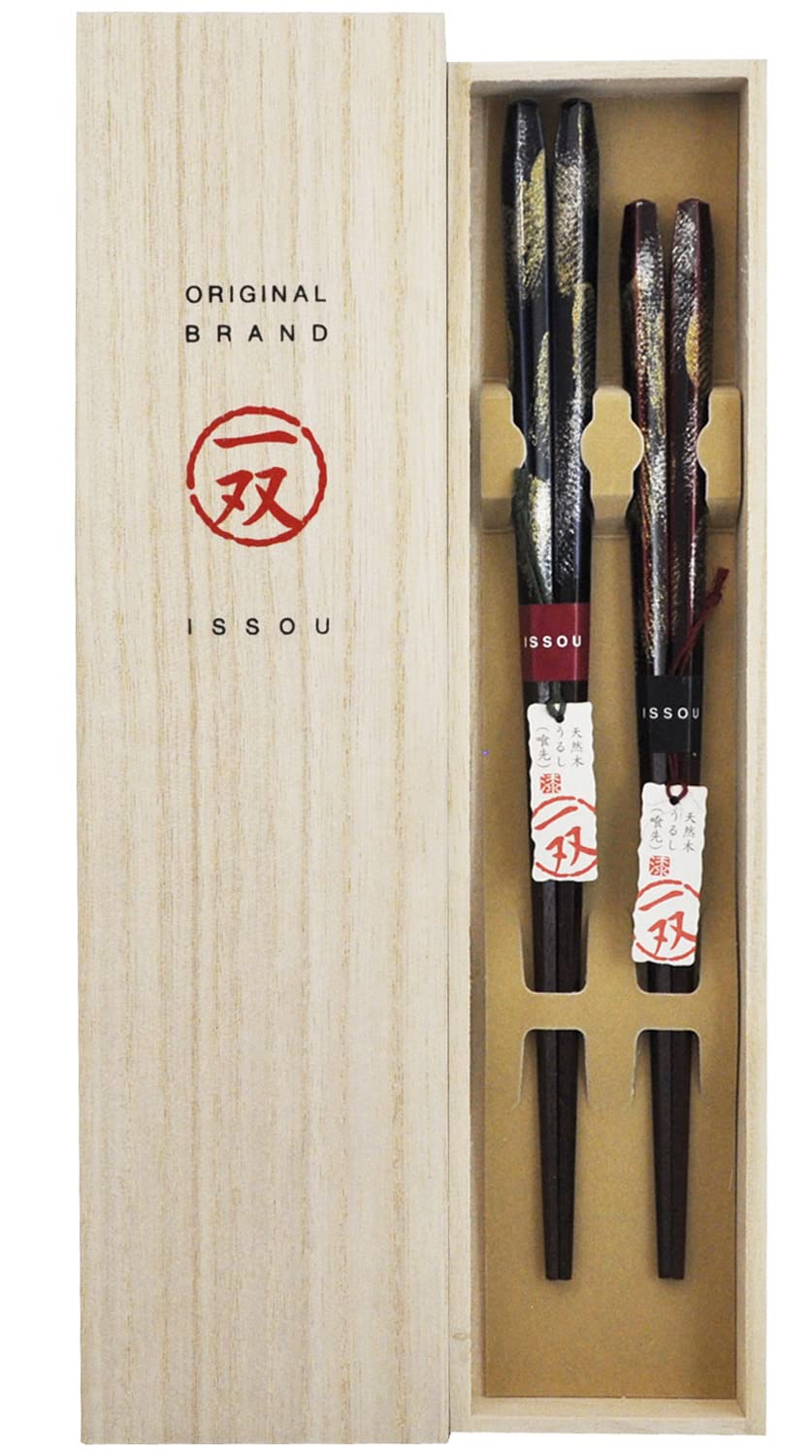 Pair of Japanese Chopsticks in Paulownia Wood Large Fireworks (39342) Box, Couple s Chopsticks,