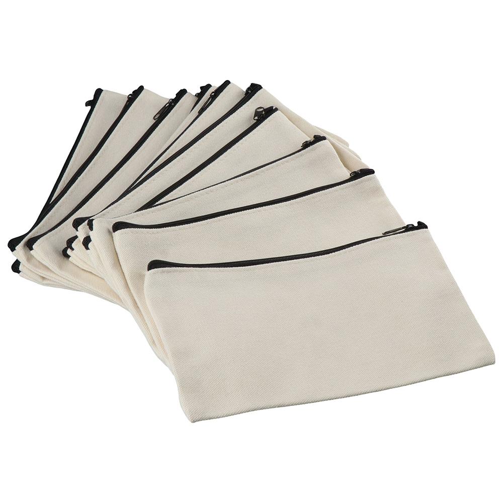 10pcs Supplies 8.2x4.7inch Blank Canvas Bag Canvas Zipper Canvas Makeup Bags Zipper Pouch Storage