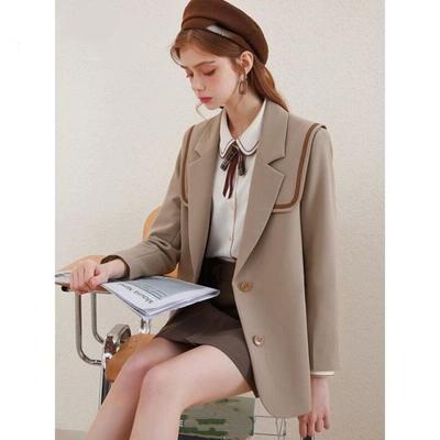 Fashionable Navy Collar Women's Casual Loose Blazer for Any Occasion