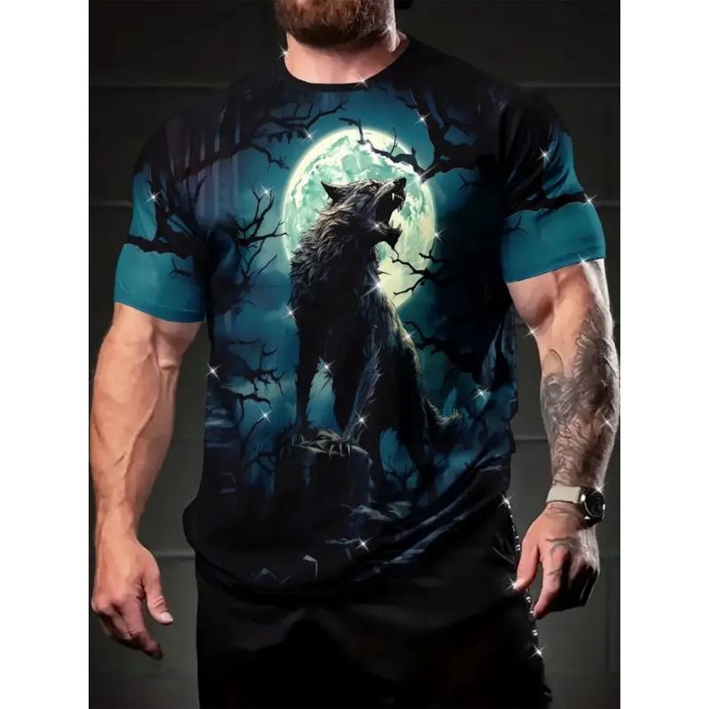 Fashion Men's Crew Neck Short Sleeve 3D Casual Color Printing Casual Short Sleeve Crew Neck T-Shirt