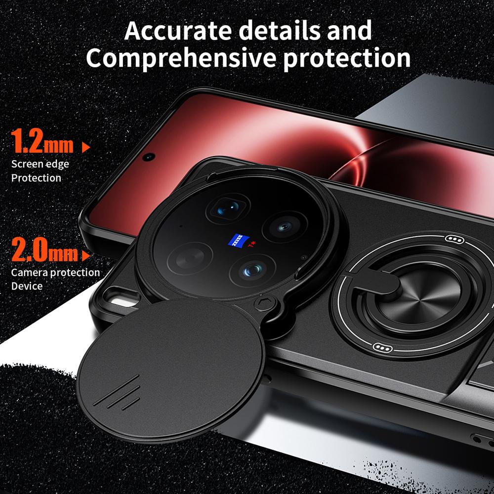 KEYSION Magnetic Phone Case for VIVO X300 Ultra 5G Slide Camera Lens Protection Upright Stand 360° Ring Shockproof Back Cover