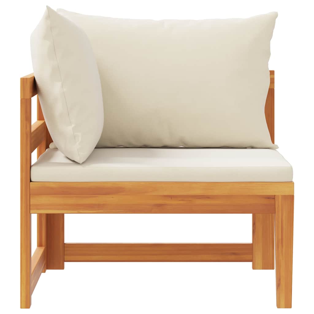 vidaXL Ecksofa mit Cremeweißen Kissen Massivholz Akazie
