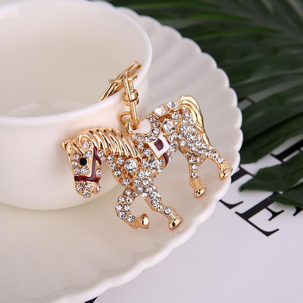 Ostory Popular Sparkly Horse Keychain, Women's Bag Charm, Key Chain, Key Case, Key Ring, Accessory