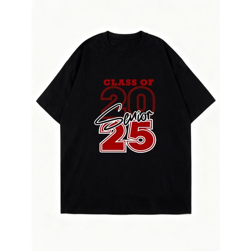 Übergroßes T-Shirt Schwarz Jahrgang 2025 Abschlussfeier Partykleidung