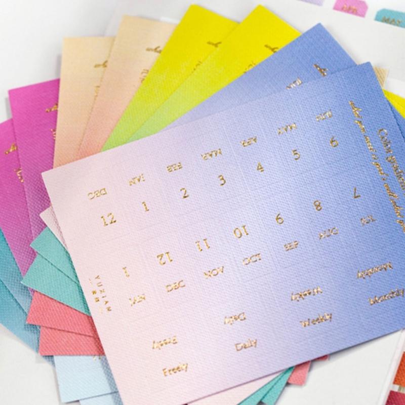 10 Sheets Adhesive Monthly Planner Tabs Monthly Plan Stickers Index Sticker Decorative Calendar Adhesive Index