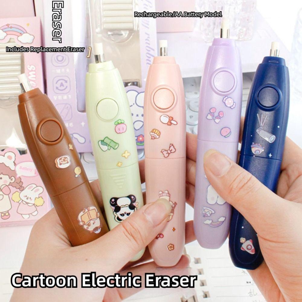 Cartoon Cartoon Design Elektrisches Radiergummi Set Batteriebetrieben mit austauschbarem Kern Automatisches Radiergummi Kein Schmutz Radiergummi Schüler Gebrauch