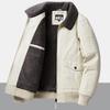 Men's Casual Fleece-Lined Warm Workwear Jacket – Retro Turn-Down Collar Coat for Autumn and Winter.