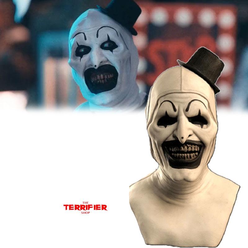 Gruselige Halloween-Clownmaske Kopfschmuck für Cosplay und Partys Schreckliches weißes Latex