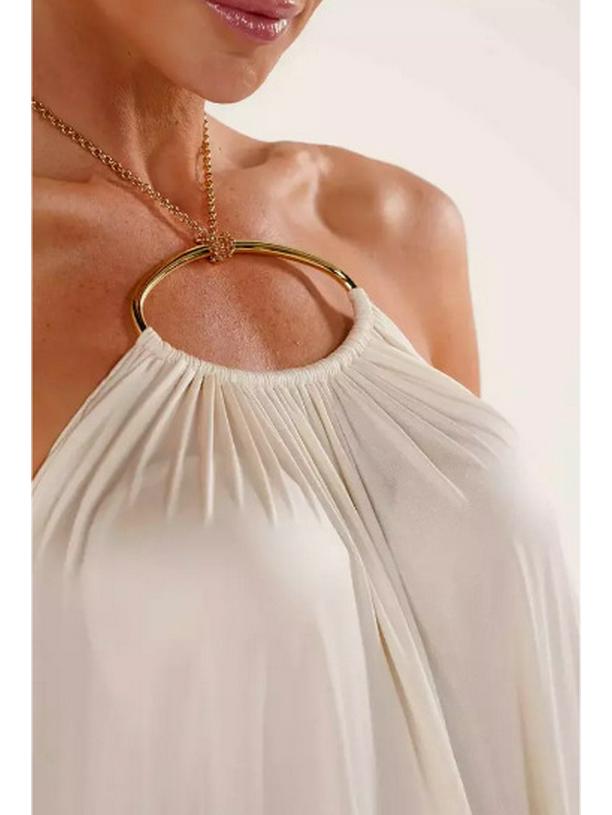 Elegant 2026 European and American Women's Open-Back Halter Beach Dress