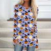 Women's Halloween Printed Long Sleeve Round Neck Tunic Top for Casual Wear