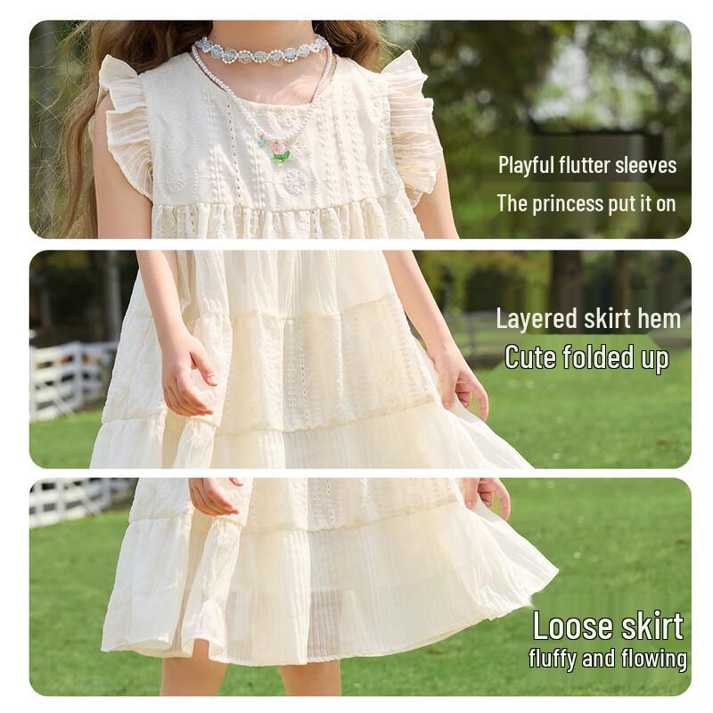 ASK JUNIOR Girls' Summer Puff Sleeve Princess Dress
