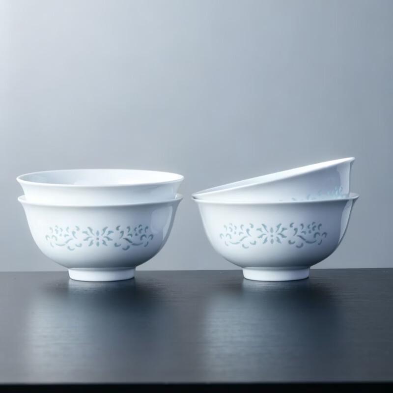 Haoya Jingdezhen Underglaze White Porcelain 6-inch Noodle Bowl Set (4-Pack)