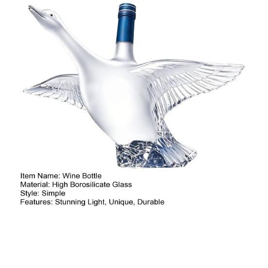 Goose Bird Shape Whiskey Decanter, 3D Glass Animal Liquor Bottle for Bar Display, 350ml Art Wine Dispenser for Home