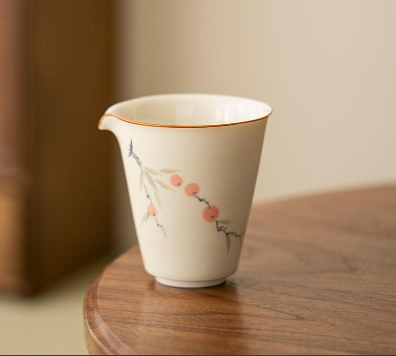200ml Pure Hand-painted Bamboo  Persimmon Fair Cup Household Handmade Tea Pitcher Traditional Cha Hai Justice Cup for Tea Access