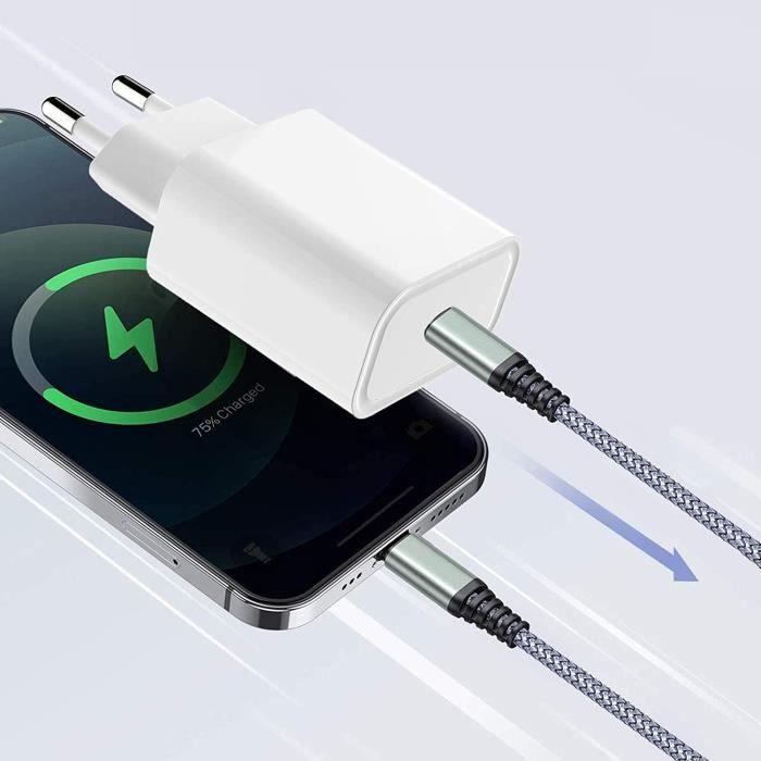 Chargeur adaptateur secteur usb c 20w compatible pour iphone 13 - 13mini - 13pro - 13pro max - 12 - 12mini - 12pro - 12pro max[720]