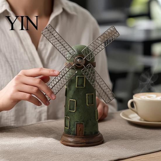 Colorful Windmill Display Dutch Ornaments, Mini Vintage Holland Statue, Resin Artwork, Souvenir Classic Model, Rustic Desktop Ornament for Home Office