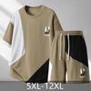 Men's Plus Size Color Block T-Shirt & Shorts Set, Breathable Summer Casual Outfit (5XL-12XL)