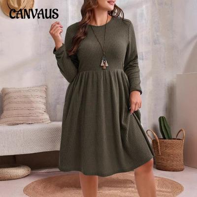 Damen Übergröße Herbstmode Schlichtes Design Alles Kleider