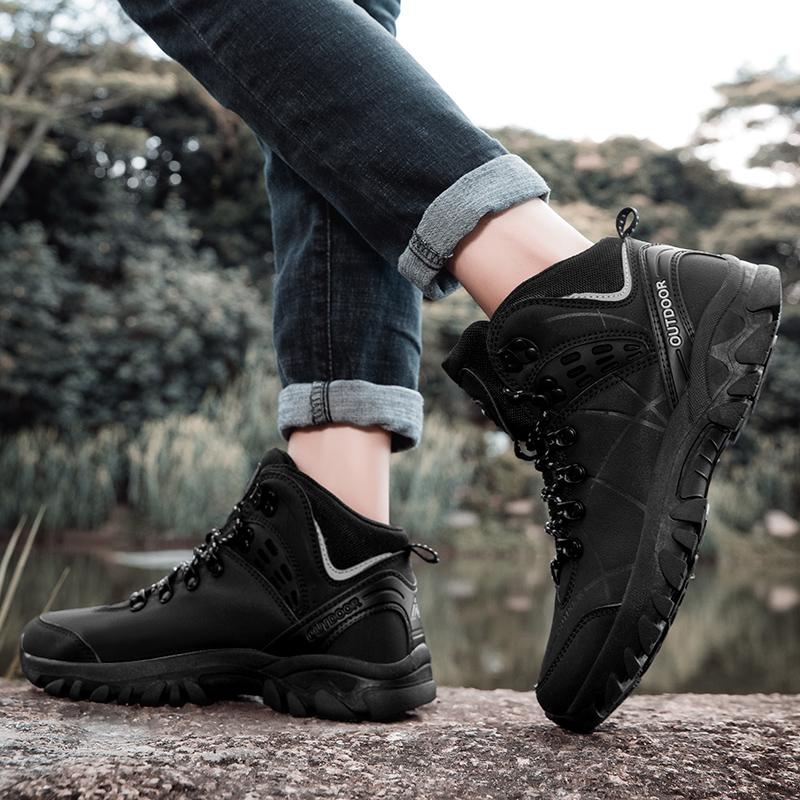 35-46 Couple Large Outdoor Mountaineering Shoes Casual Hiking Shoes with Velvet Warm High Top Cotton Shoes Snow Boots