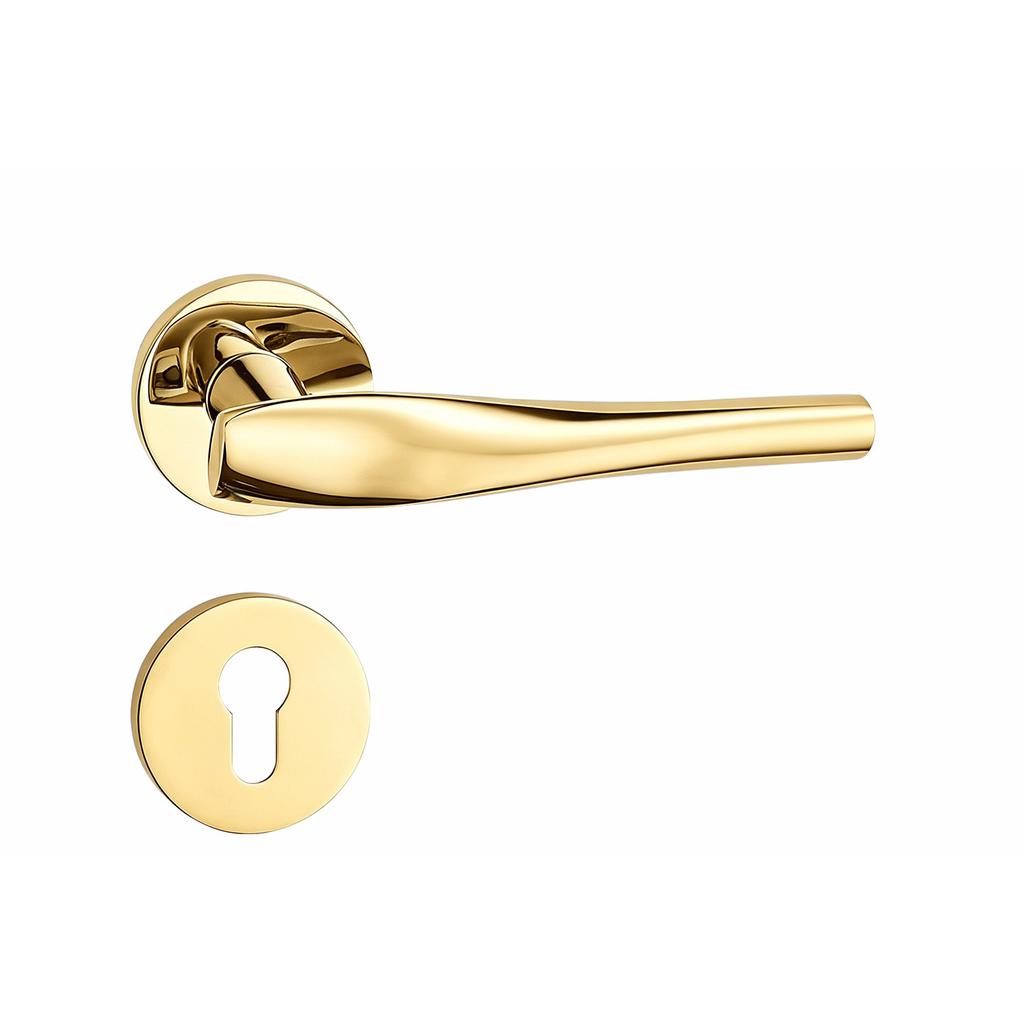 Modern Minimalist Wooden Door Handle and Lock Set for Household Indoor, Bedroom, Bathroom and Courtyard Wooden Doors