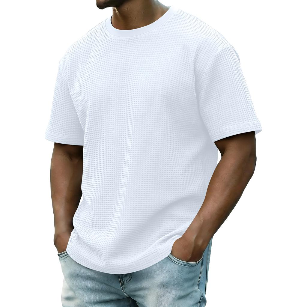 Men's Summer Short-Sleeve Top Men's Casual Fashion Textured Short-Sleeve Top