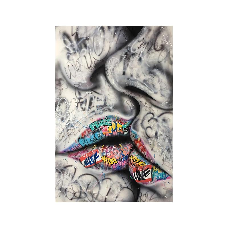 

Абстрактные любовники целуются, уличные граффити, живопись на холсте, постеры и принты, настенная живопись для гостиной, домашний декор 20x30cm