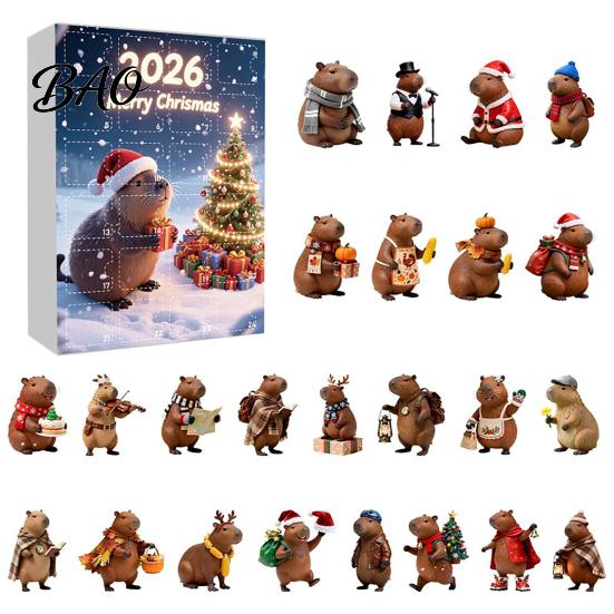 Holiday Countdown Box Advent Calendar with 24 Animal Hanging Decors, Day Decorative Ornaments for Christmas Thanksgiving, Acrylic Ornament Gift
