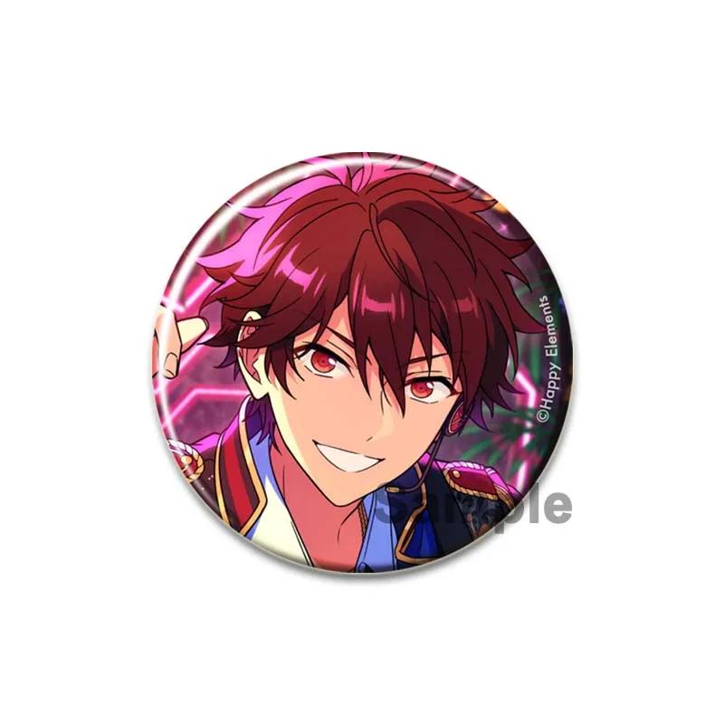 32/44/58mm Ensemble Stars Idol Brooch Round Cartoon Cosplay Badge Akehoshi Yuuki Fushimi Narukami Lapel Pins for Backpack Gift Accessory