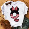 Süßes Disney T-Shirt Cartoon Mickey Maus Damenbluse Damen Oberteile Buchstabendruck T-Shirt Minnie Weißes T-Shirt Locker Mädchen Hippie Kleidung