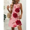 Abito estivo senza maniche da donna alla moda colorato stampa 3D versatile per vacanze al mare mini abiti comodi taglie forti 8XL morbido traspirante abito a gilet