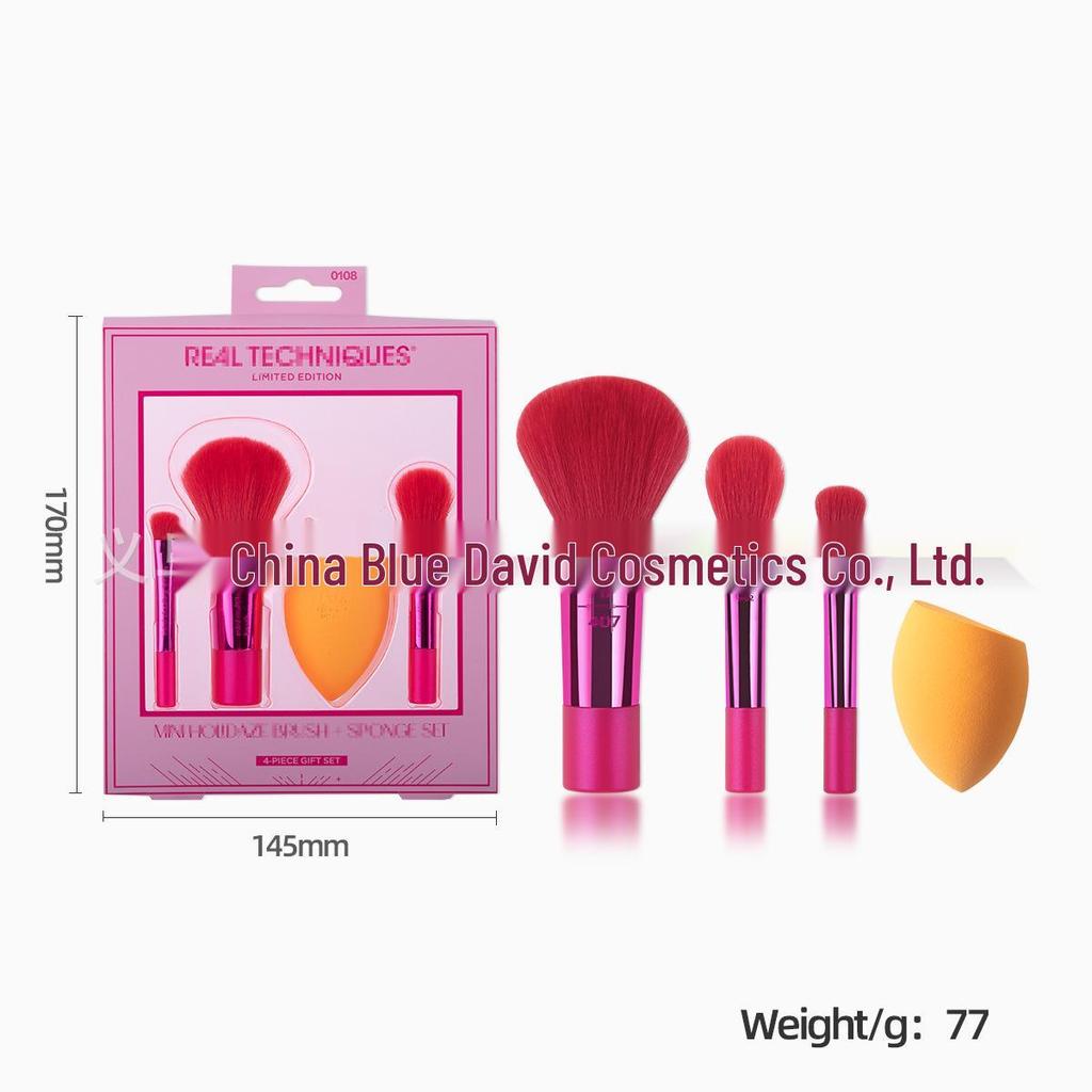 RT Series Makeup Brush & Sponge Set: Blending & Eyeshadow Brushes with Beauty Sponge