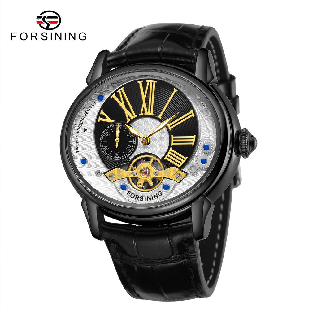 Forsining New Top Men's Watch Fashion Hollow Creative Dial Flywheel Automatic Mechanical Watch