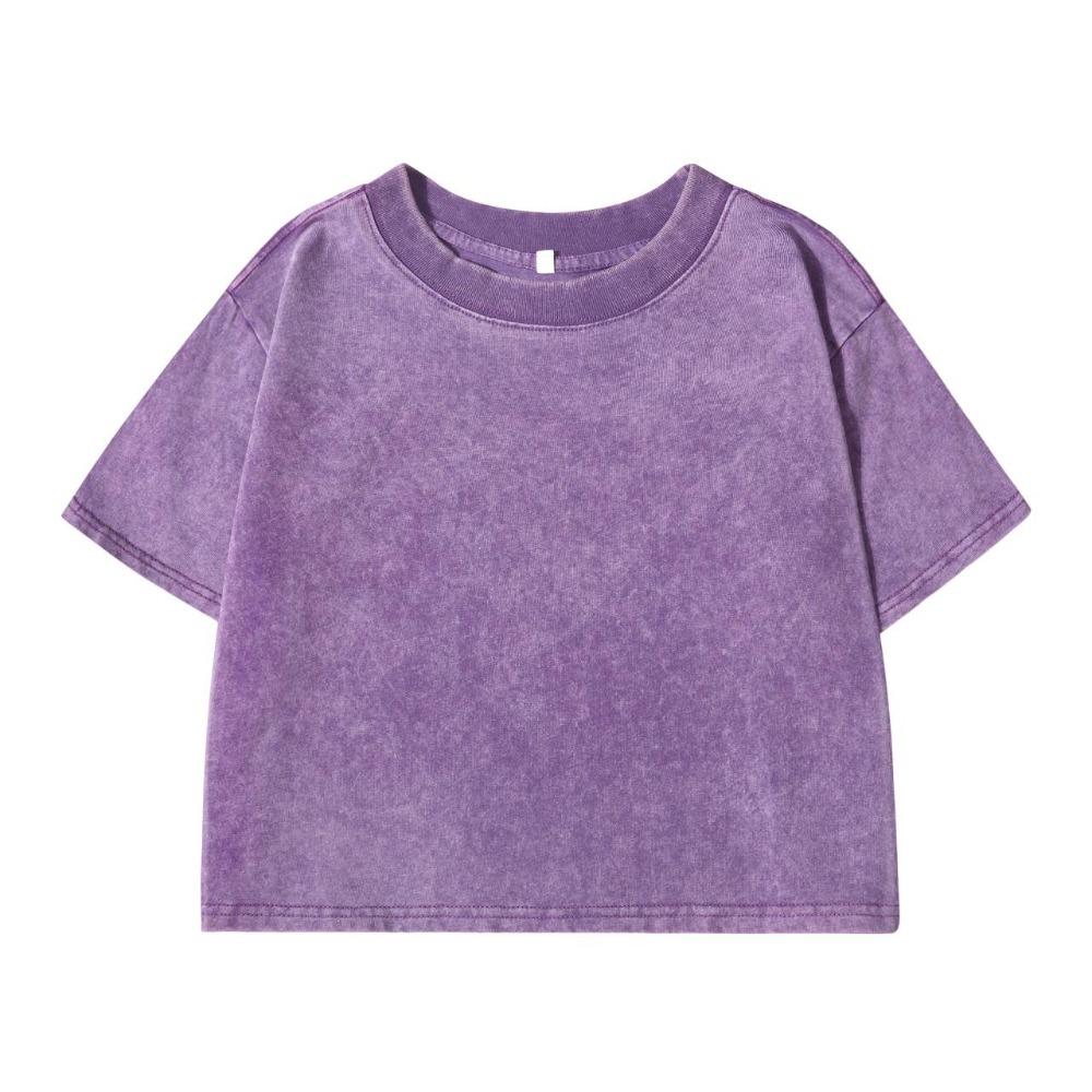 Women Wash Short T Shirt Summer Breathable Tshirt Street Midriff-Baring Tees Cool Casual Vintage Distress Clothes