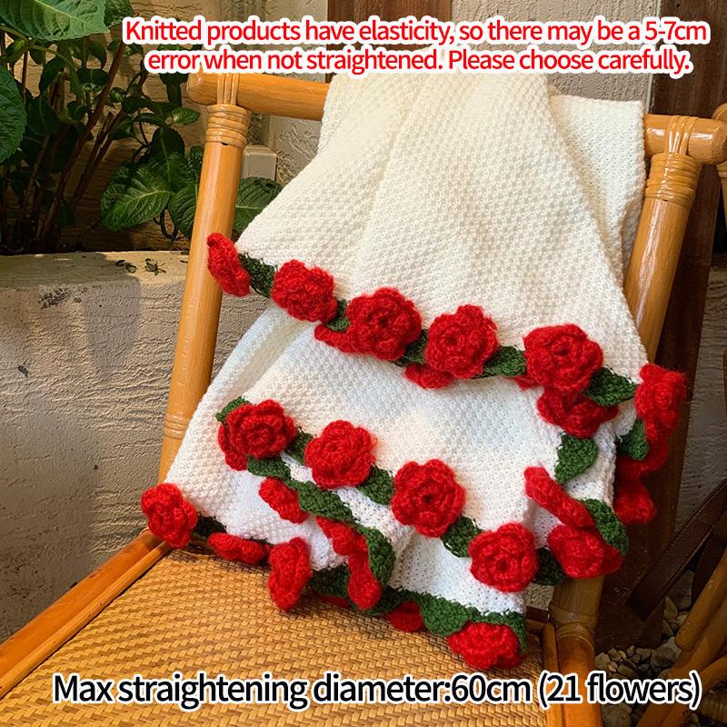 Flannel Rose Bouquet Blanket Crocheted Flower Bouquet Blanket Home Office Sofa Throw Blankets Cover Girls Friends Festival Gift