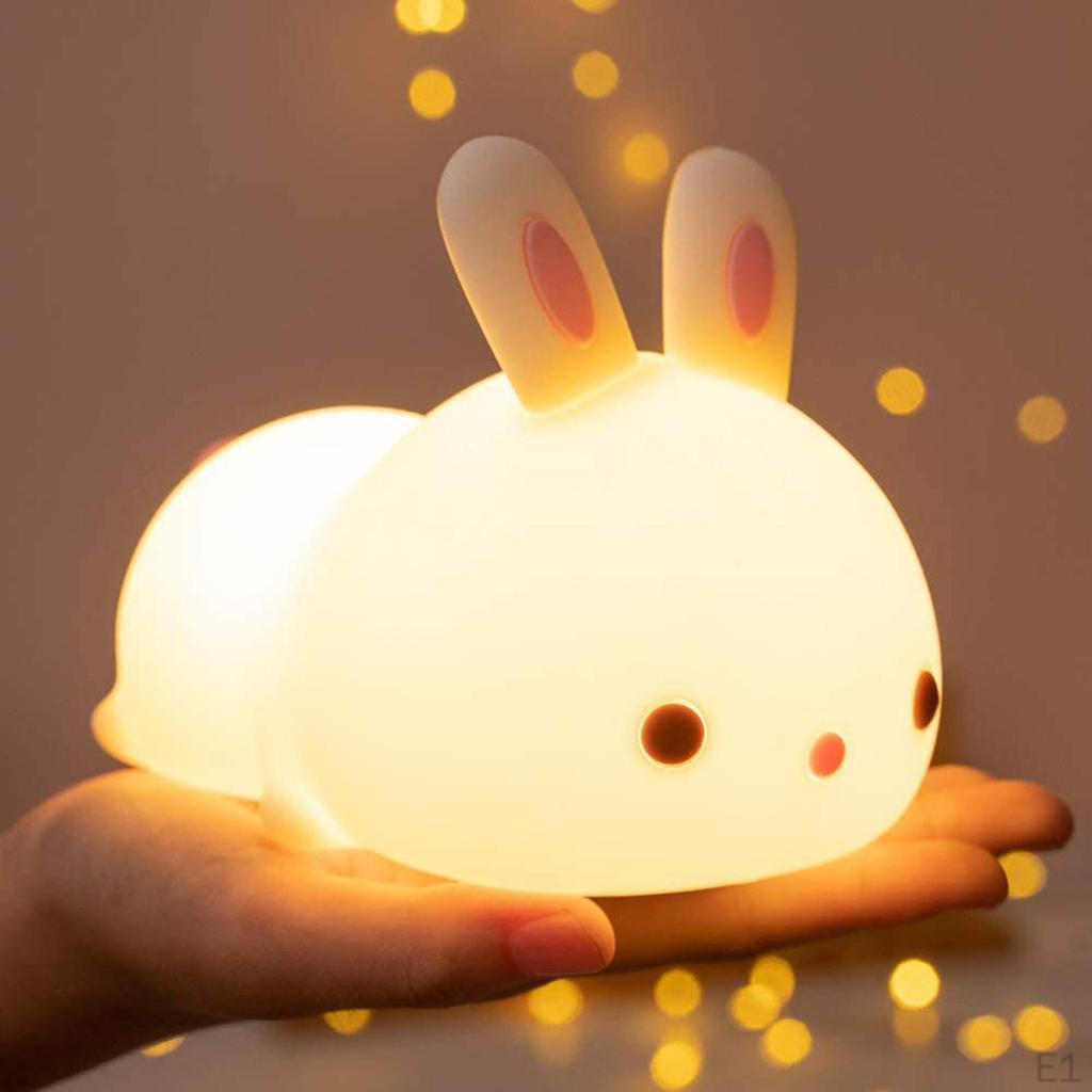 Night Light - Silicon Bunnies Pets Nursery Color Changing LED Decor with and Remote Control for