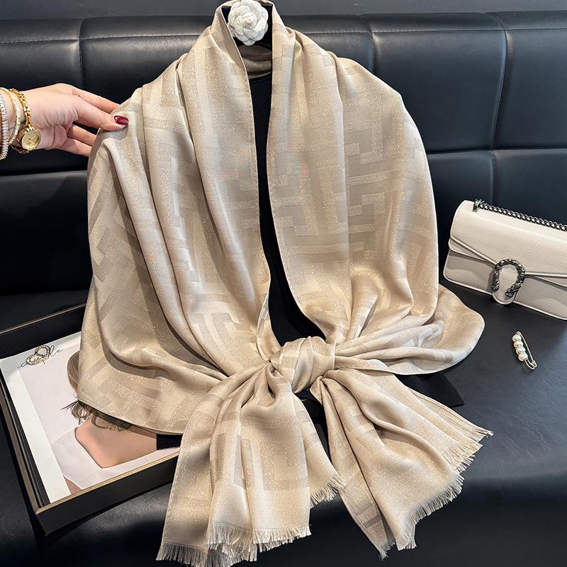 2025 New Design Brand Spring Women Scarf Fashion Geometry Print Hijabs Scarves For Ladies Shawls And Wraps Pashmina Stoles