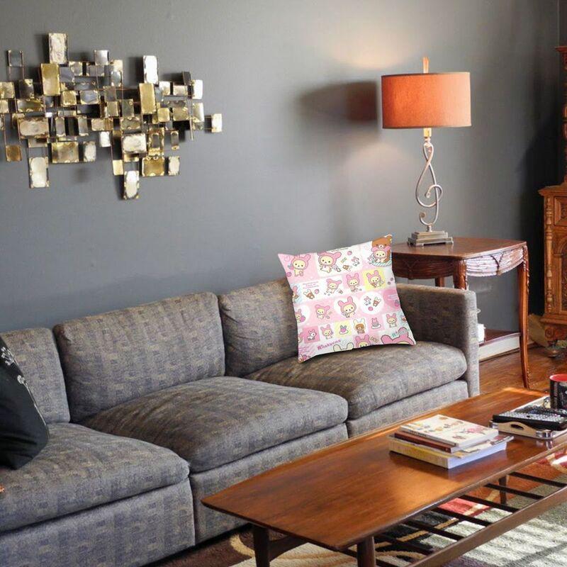 Husă de pernă cu personaje animate anime 45x45 poliester Rilakkuma husă de pernă pentru canapea mașină față de pernă pătrată decorativă pentru casă