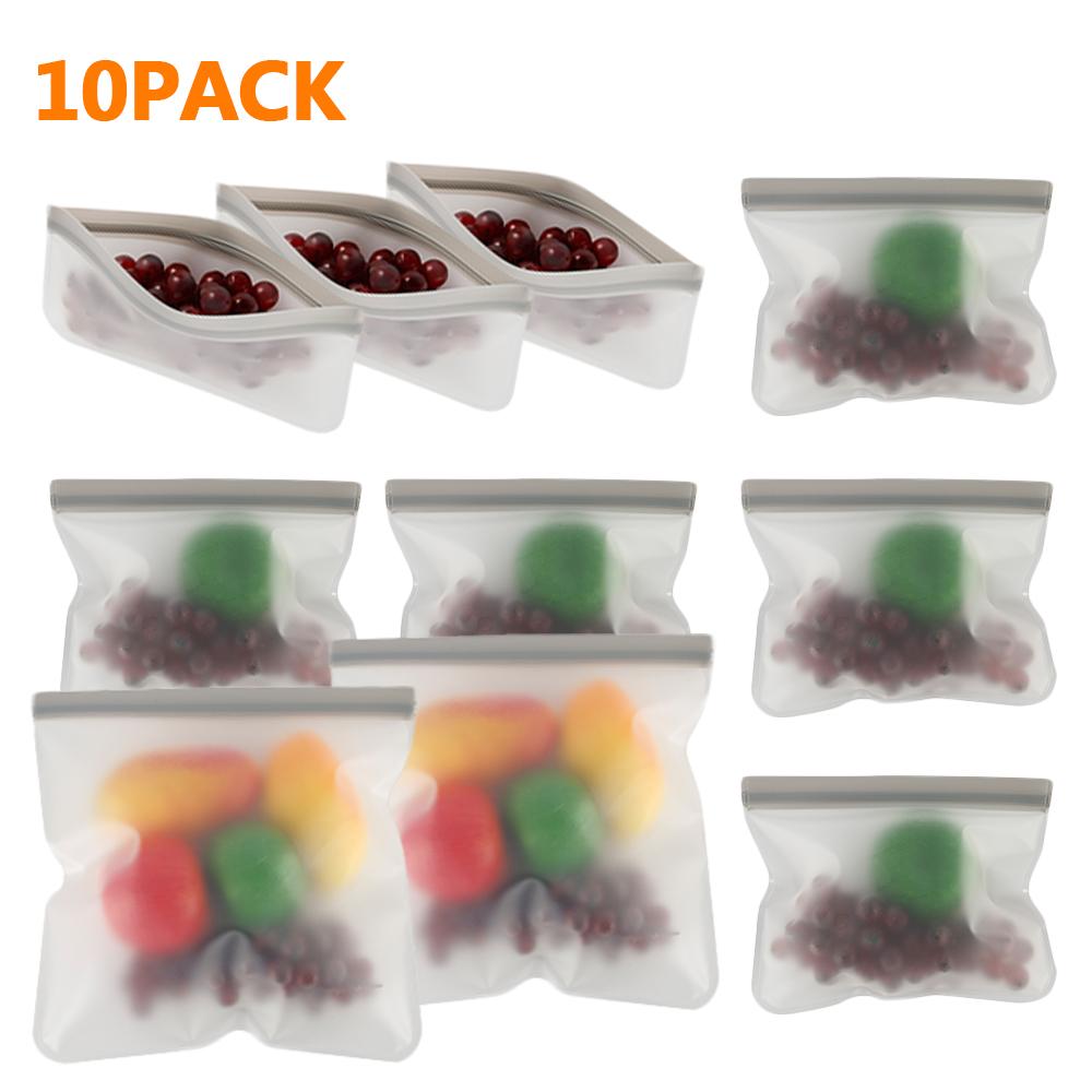 10Pcs Sealing Food Storage Bags Extra Thick Seal Freezer Bag Zipper Food Pouch Sandwich Bags Reusable Kitchen Travel Picnic