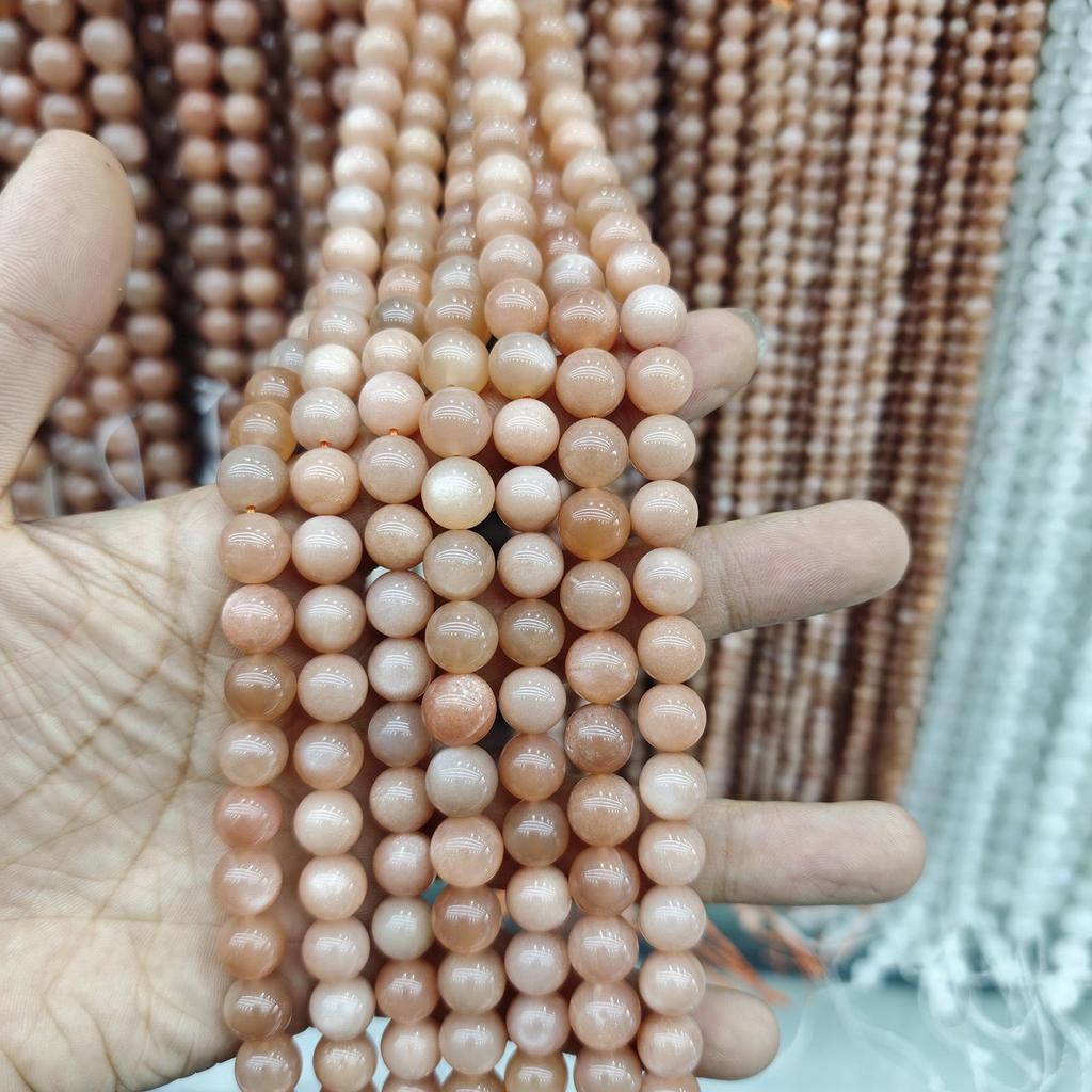 5A Sunstone, Orange Moonstone & Labradorite Round Beads - Semi-Finished Bracelet